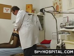 Skinny tall blonde physical and pussy exam on hidden cam