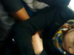 Man touching Woman bubis in train 1