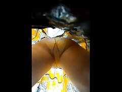 Upskirt Tan Pantyhose, Full Bum Panties