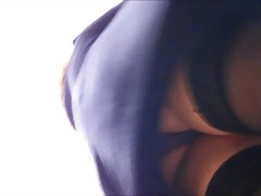 Mature upskirt stockings in supermarket