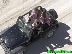 Jeep sex filmed by drone
