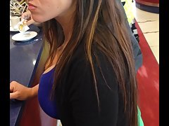 Candid - Very busty girl at the bar