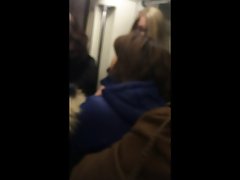 public cumshot on blonde in metro
