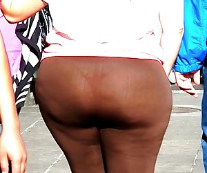 Fat ass BBW see through thong spandex