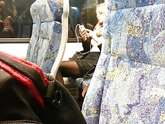 blonde woman with real hot legs touching them