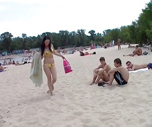 Nude teen friends expose themselves in the water