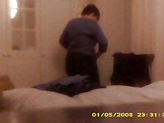 Mature wife strips and bends