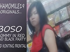Boso Mom in Red dress black panty