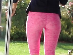 MUST SEE! (Sheer Pink Tights Fit Ass Striped Thongs)