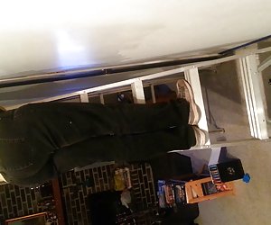 Aunts Ass Standing on Ladder Painting Milf Ebony Voyeur